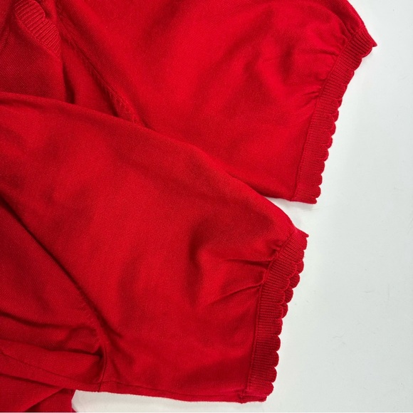 La Vila Milano Red Short Sleeve Cardigan Sweater Women’s Plus 1X Scalloped - Picture 9 of 9